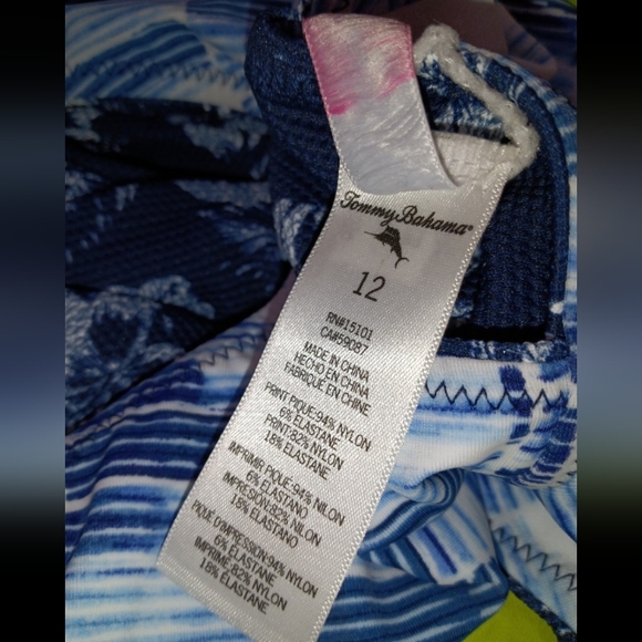 🆕 Tommy Bahama | Reversible Girls 1 Piece Swimsuit Navy Blue Big Girls Size 12 - Picture 2 of 4